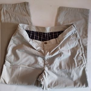 LL Bean Flannel lined Khaki Pants Mid Rise Straight leg Measure 34" X 28"